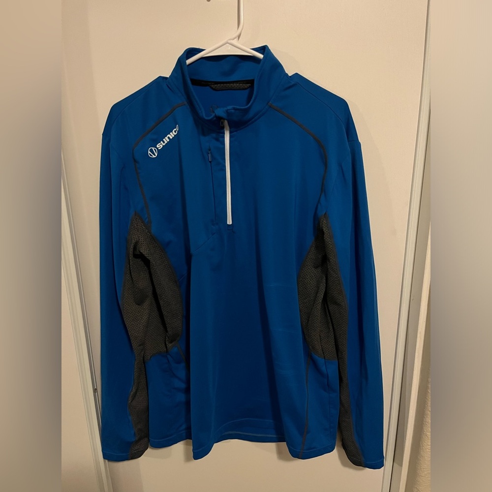 Sunice Pullover Mens L‎ Blue Otaki Mid Layer 1/4 Zip Sport Super Lite Jacket Top